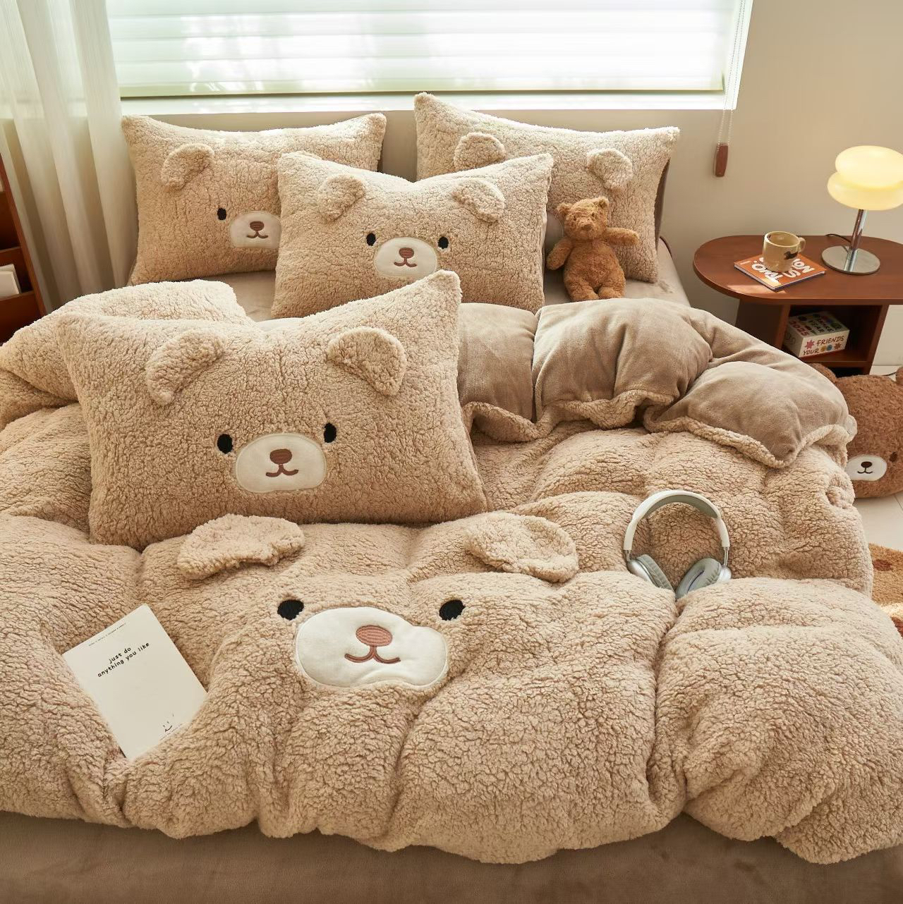 小温暖  熊宝 羊羔绒四件套 小清新卡通秋冬加绒床上用品加厚