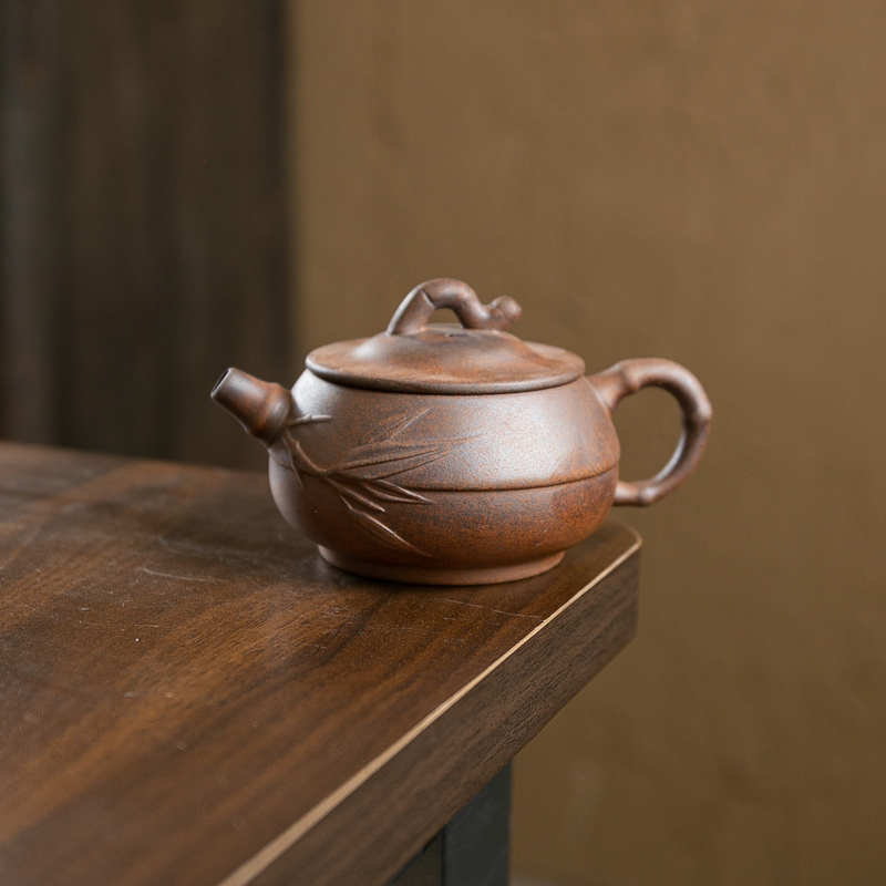 【拿放斋】扁竹壶.3688.粗陶老岩泥中式泡茶壶泡茶器.SL