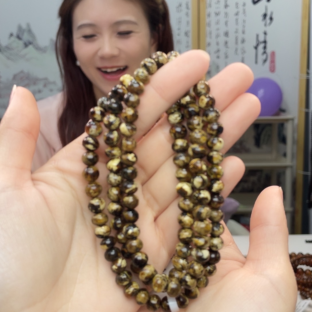 琥珀裸石未镶嵌7熊猫花