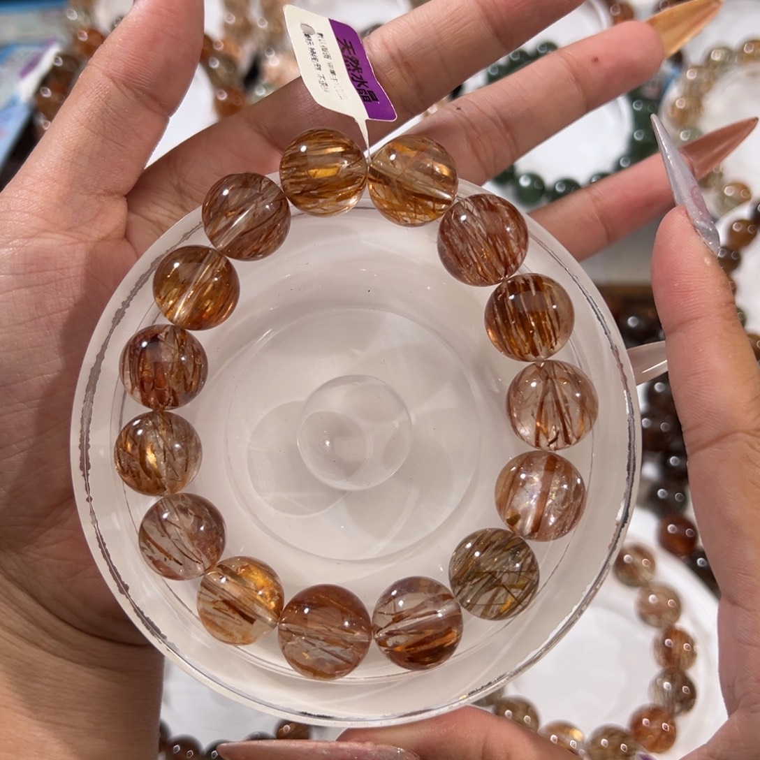 水晶手串未镶嵌黑金超七15