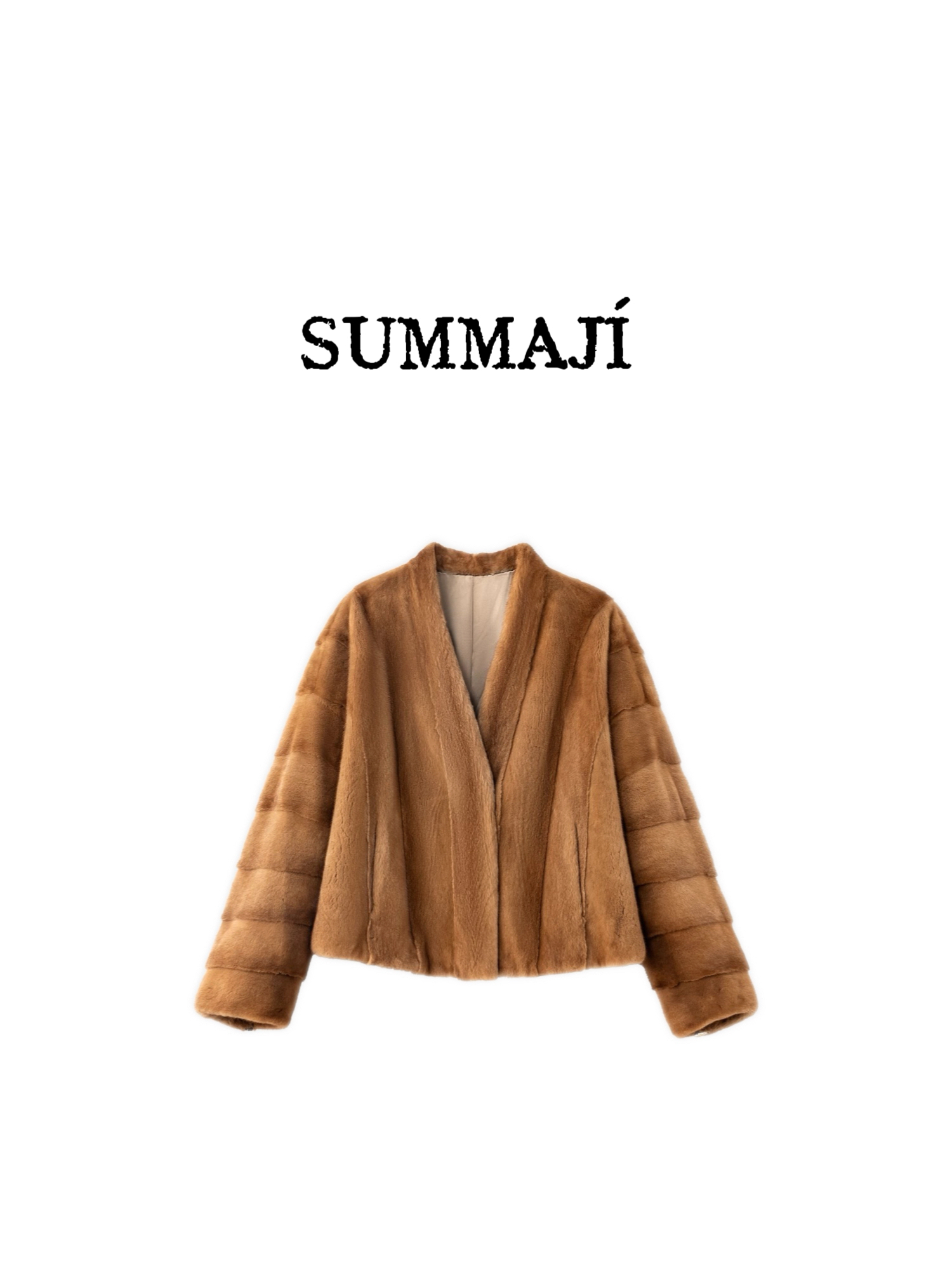 《哈豆》靠坎工艺V领水貂外套