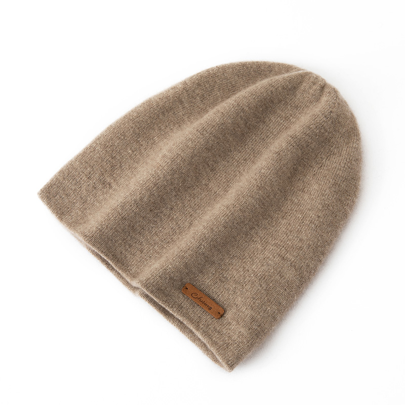 康赛妮100%山羊绒帽冷帽12针单股针织帽堆堆帽柔软亲肤冬季保暖帽