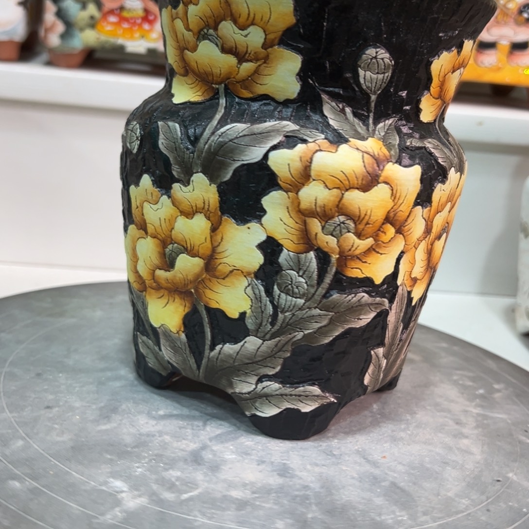 ღ****紫砂花盆手绘花盆229