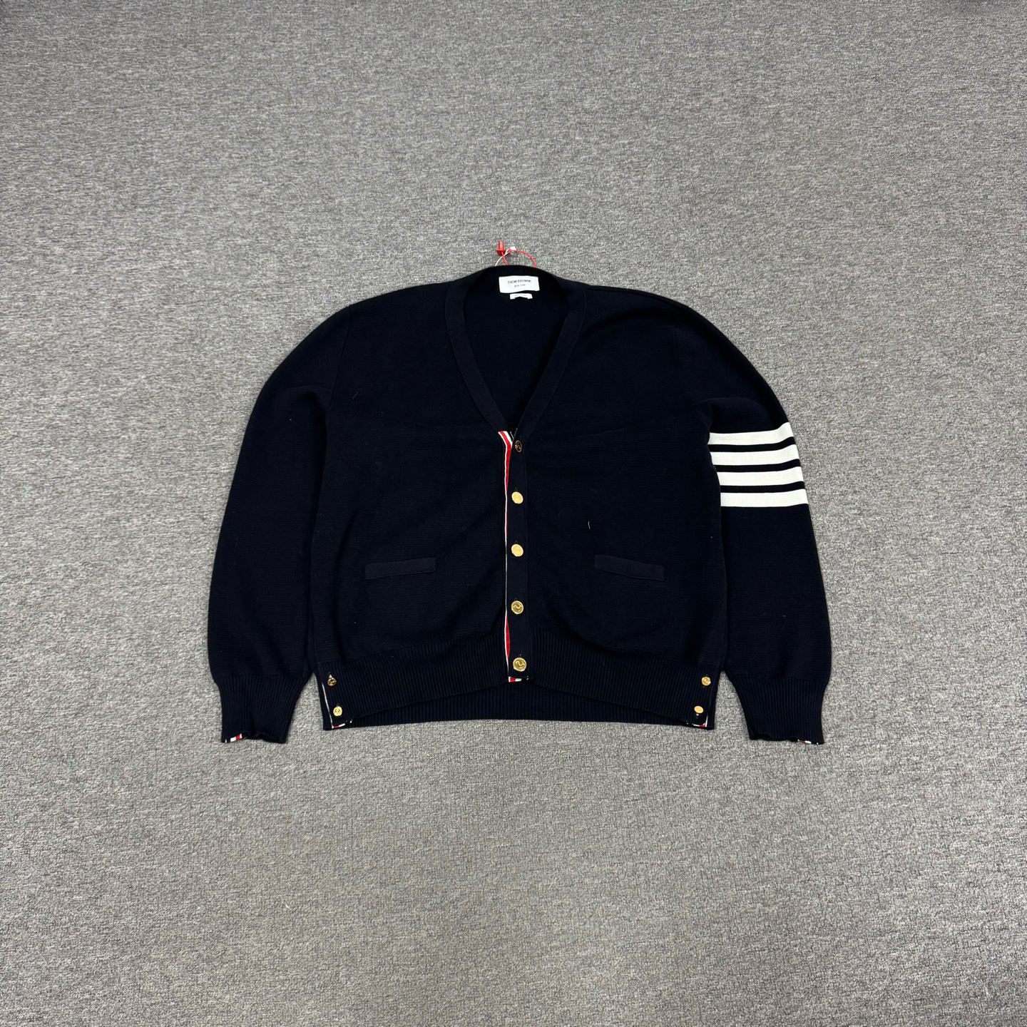 99新 THOMBROWNE Thom Browne TB 四条纹 厚款 针织开衫 99新 5码