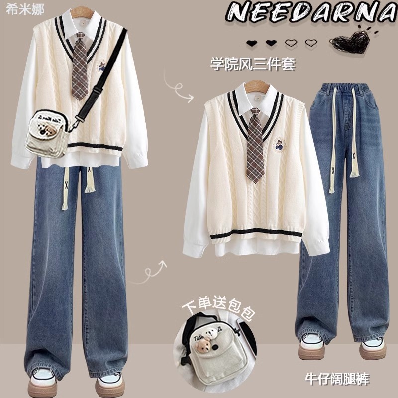 初中女生春装2025年新款学院风穿搭青少年女装学生高中生搭配套装
