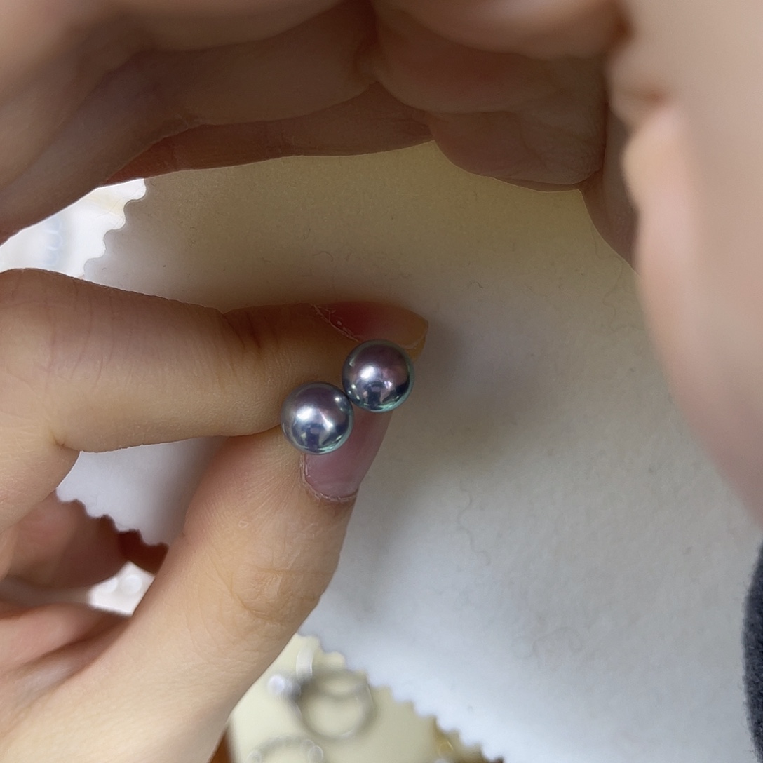 耳饰银S925镶嵌海水珍珠