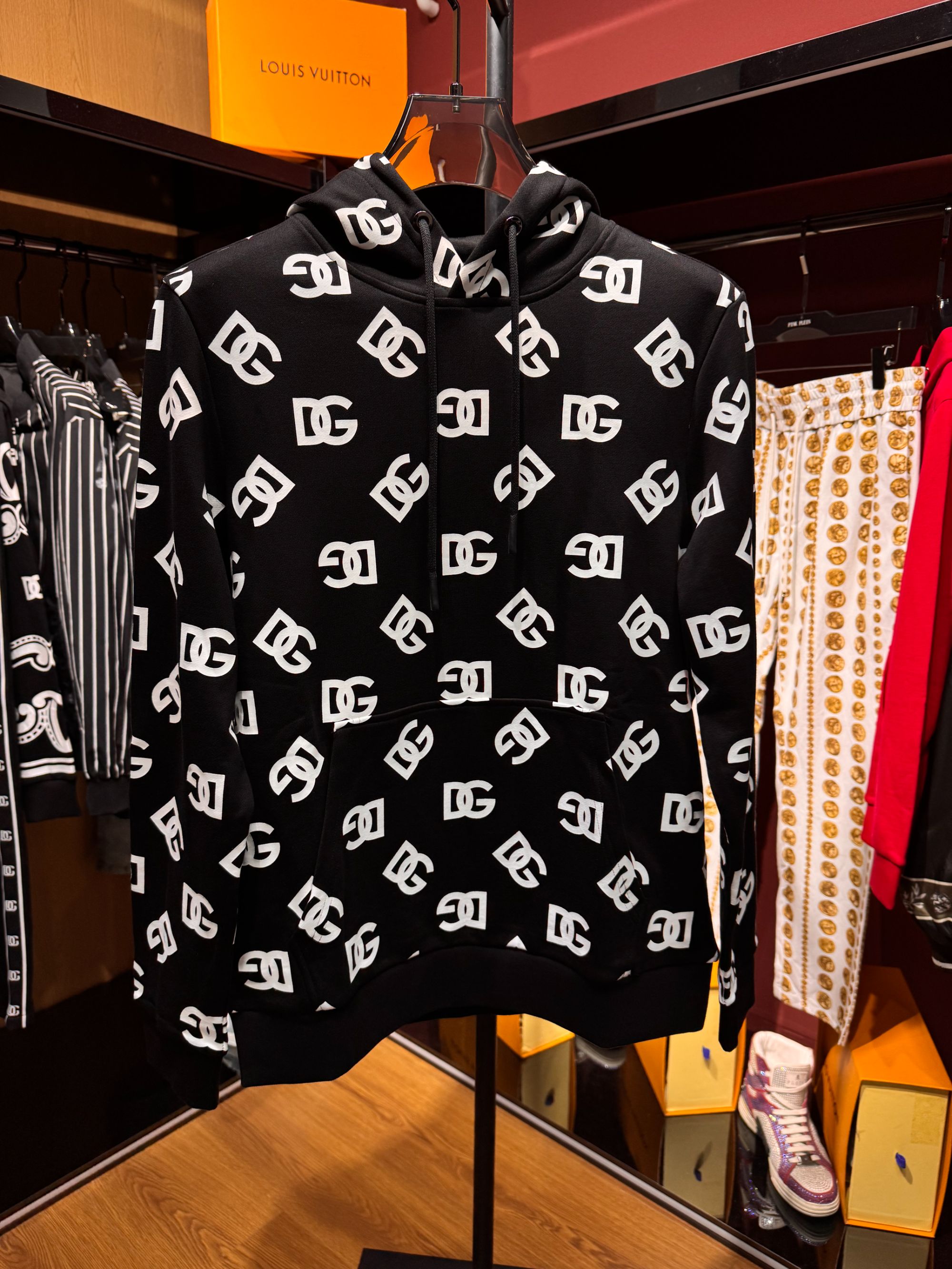 DR.GABBRALA/DG满印logo丝绒连帽卫衣805