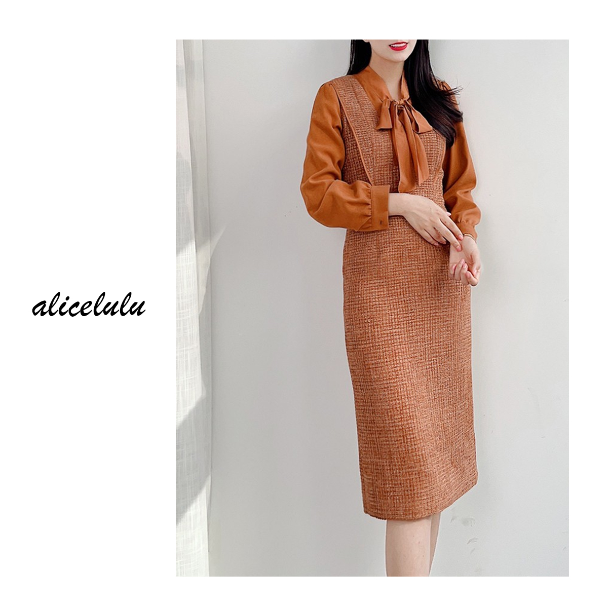 6 alicelulu 橘里橘气复古连衣裙端庄贵气 显瘦立裁S2131742W