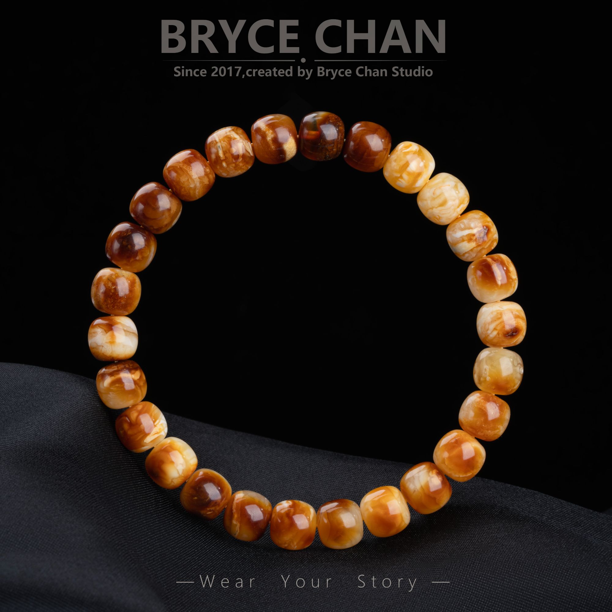 【耀今·虎踪】（8.2mm·8.55g·手围17）虎皮妖孽渐变高端老型蜜蜡手串