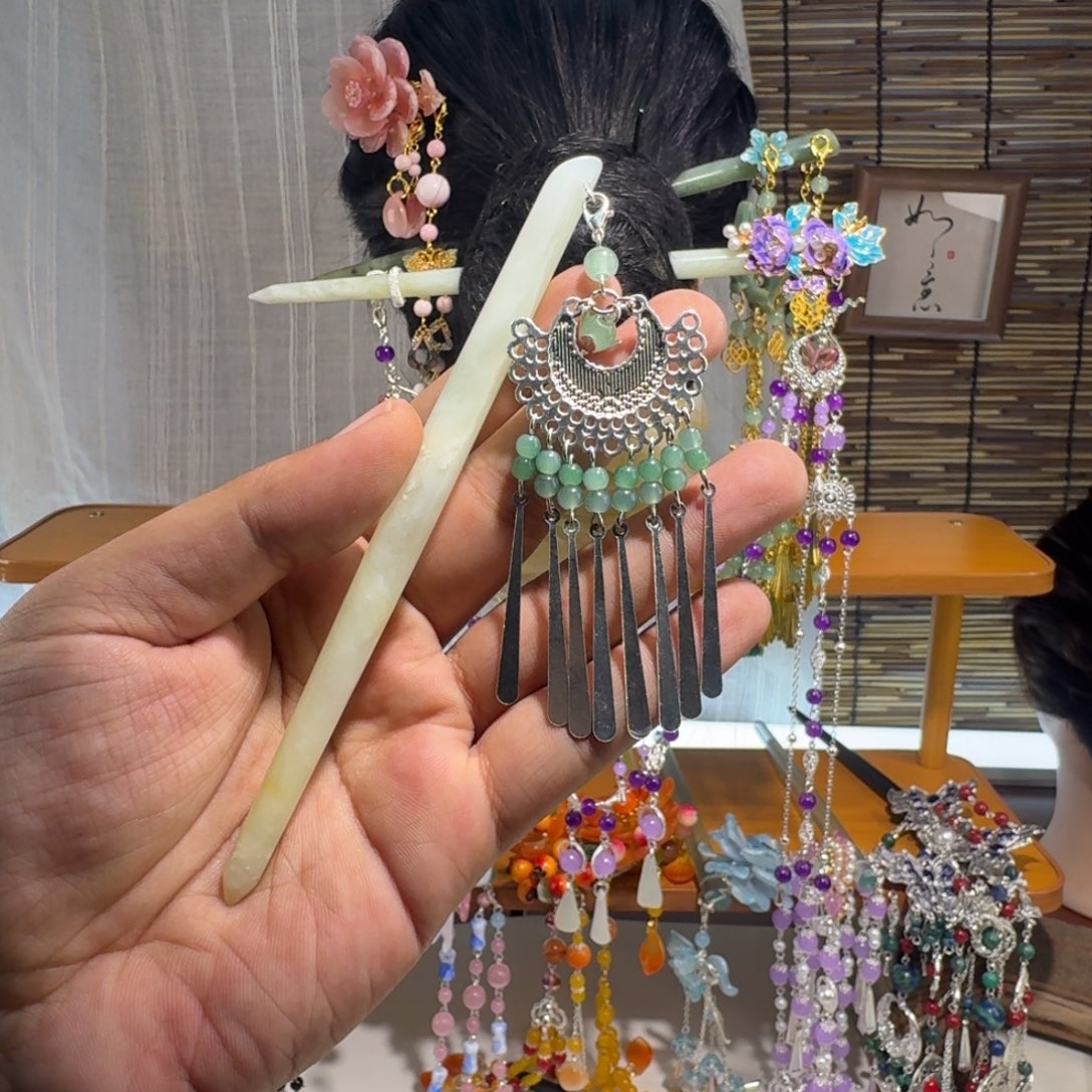 蛇纹石玉合金发饰