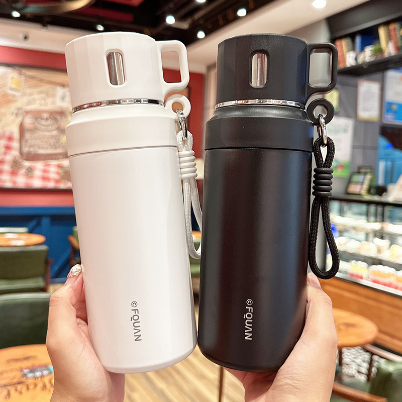 保温杯男生简约大容量直饮水杯带茶隔学生运动便携食品级户外水壶
