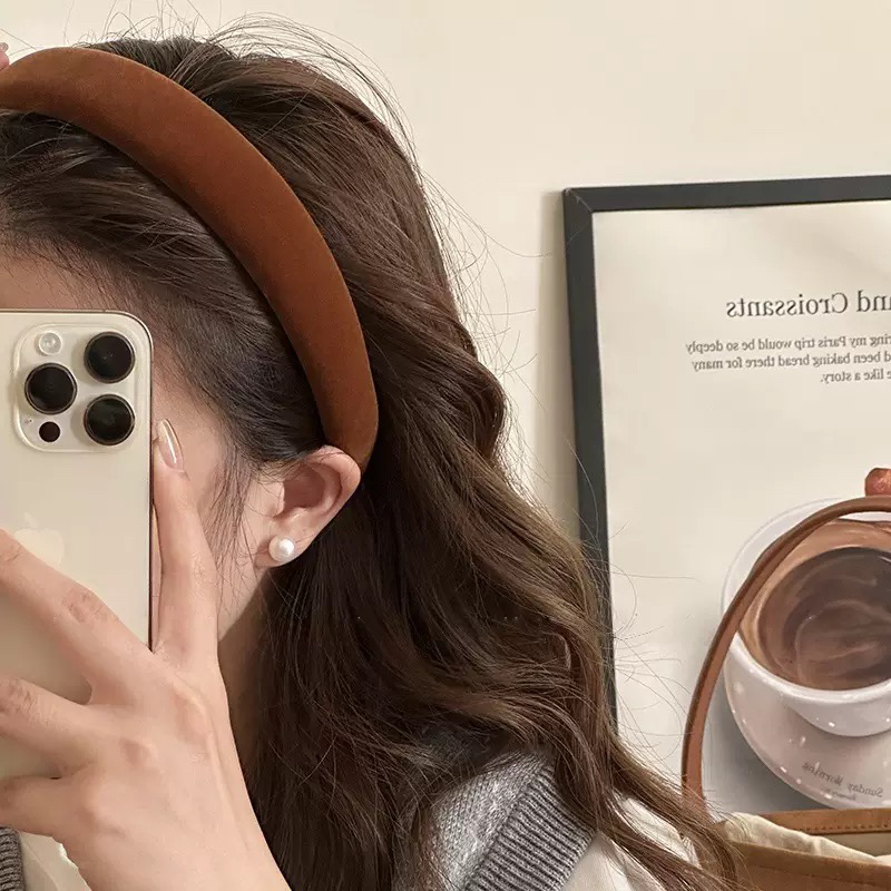 复古南瓜色丝绒发箍女秋冬气质高级感高颅顶百搭发饰