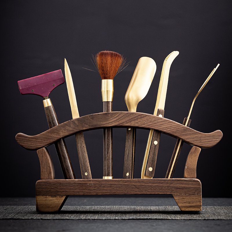 新款胡桃木茶道六君子茶道配件高档泡茶工具道具茶夹养壶笔茶笔