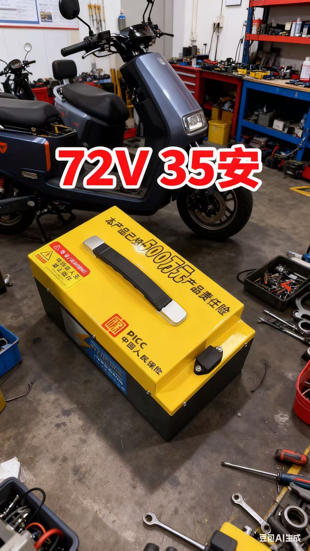 黄色72V35Ah磷酸铁锂成品电池适用于电动车电动三轮车.