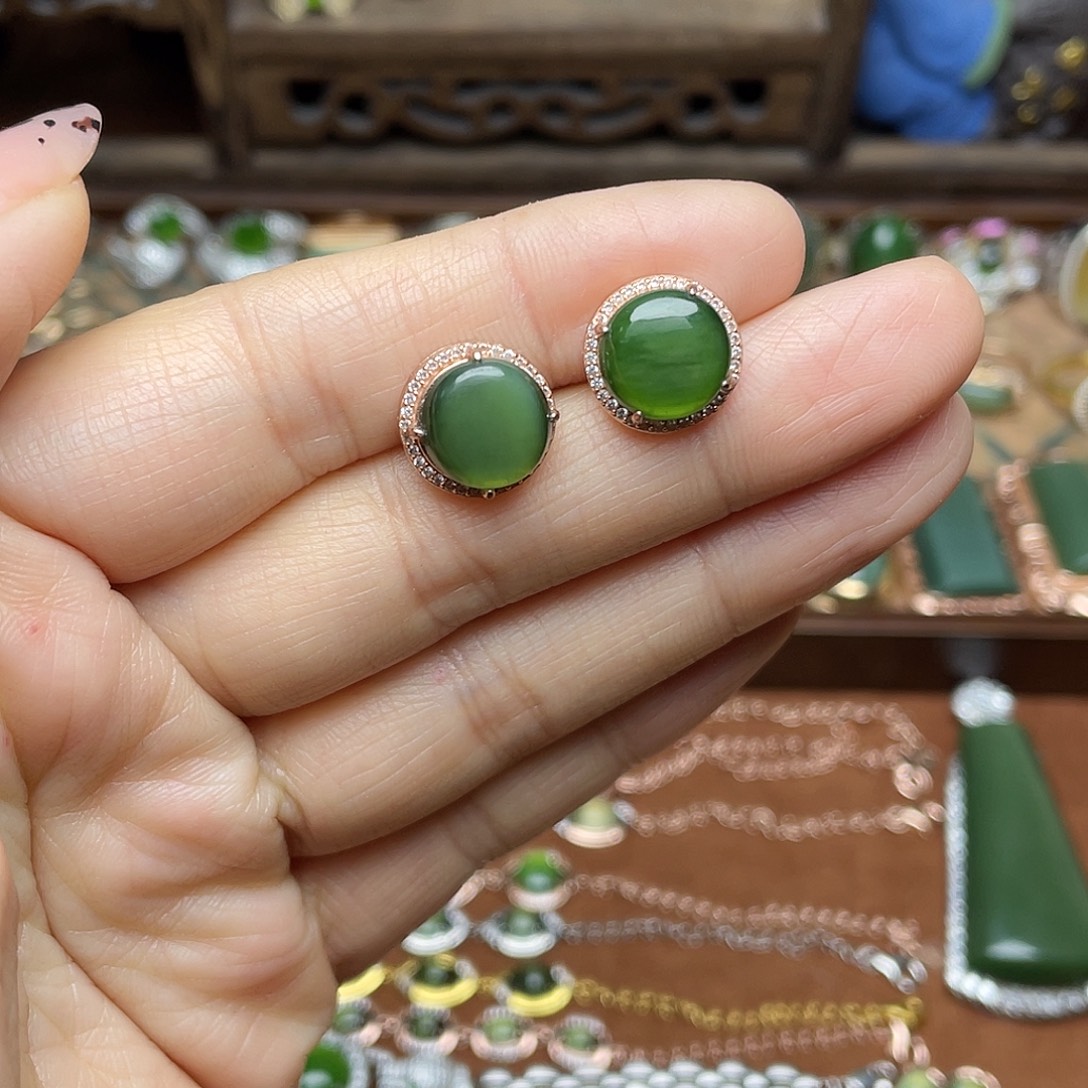 和田玉（碧玉）银S925镶嵌吊坠(赠链)