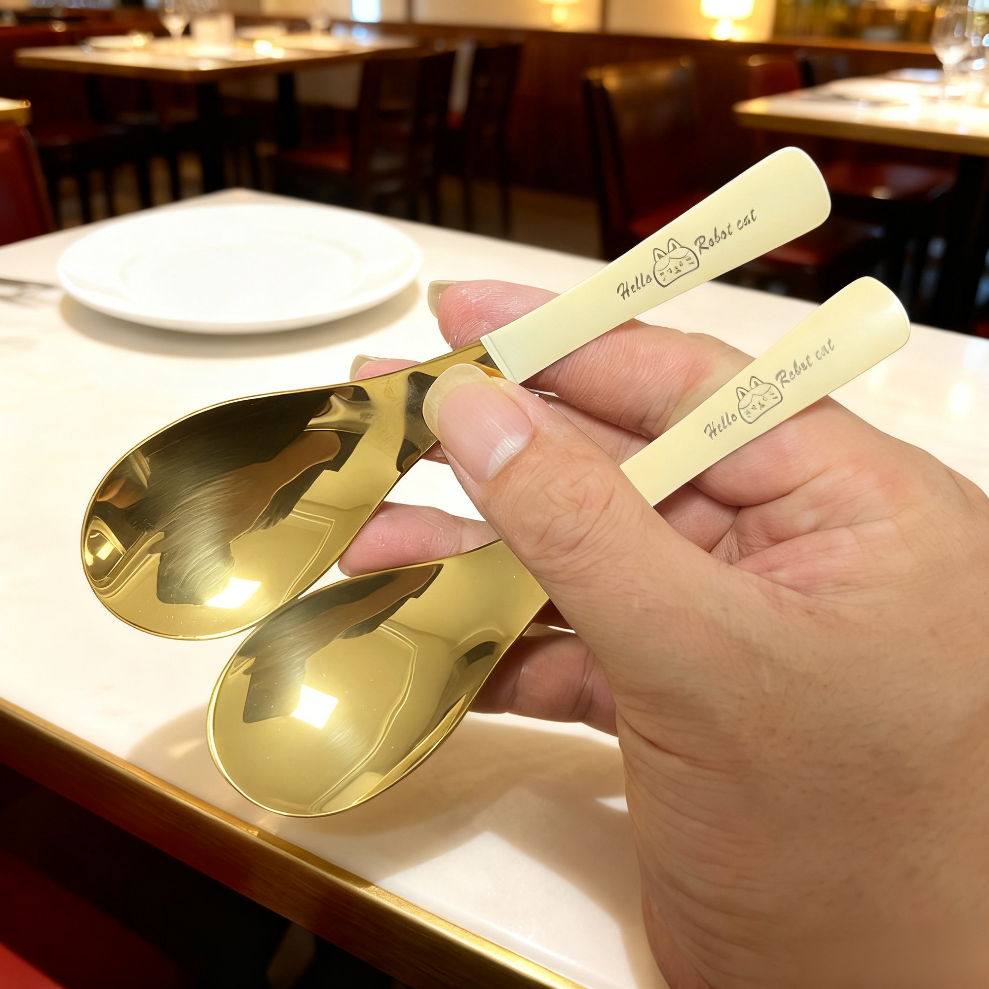 不锈钢家用勺子吃饭餐具干饭人可爱创意西餐勺韩式简约长柄汤勺