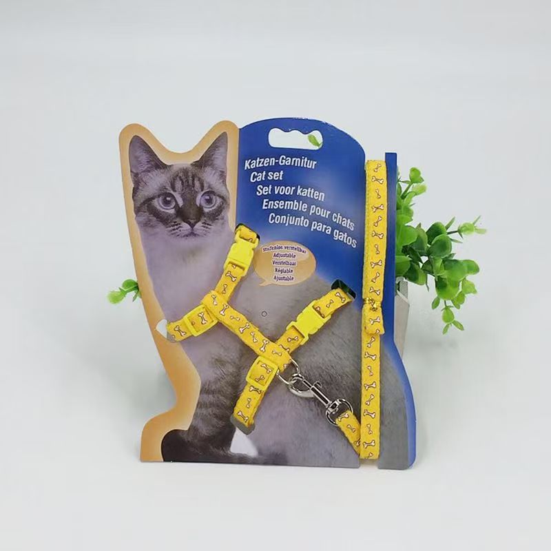 猫咪专用可调节工字型牵引绳胸背带防挣脱遛猫绳