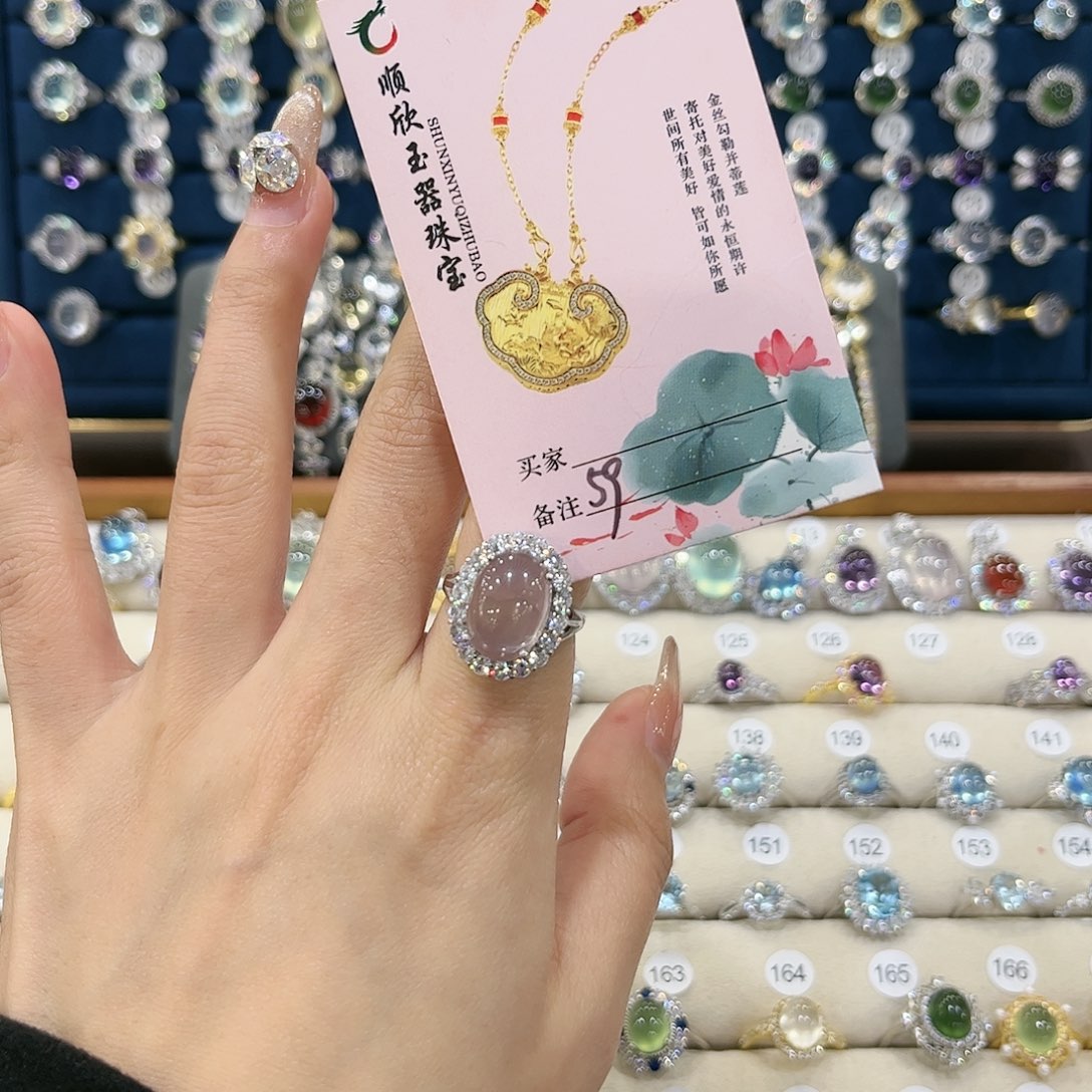 水晶女款银S925镶嵌J**^戒指59
