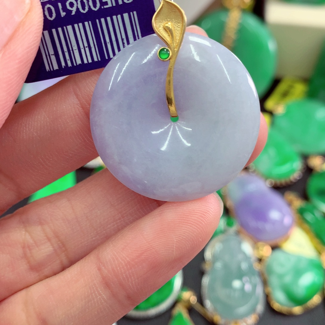 翡翠18K金镶嵌吊坠(不含链)