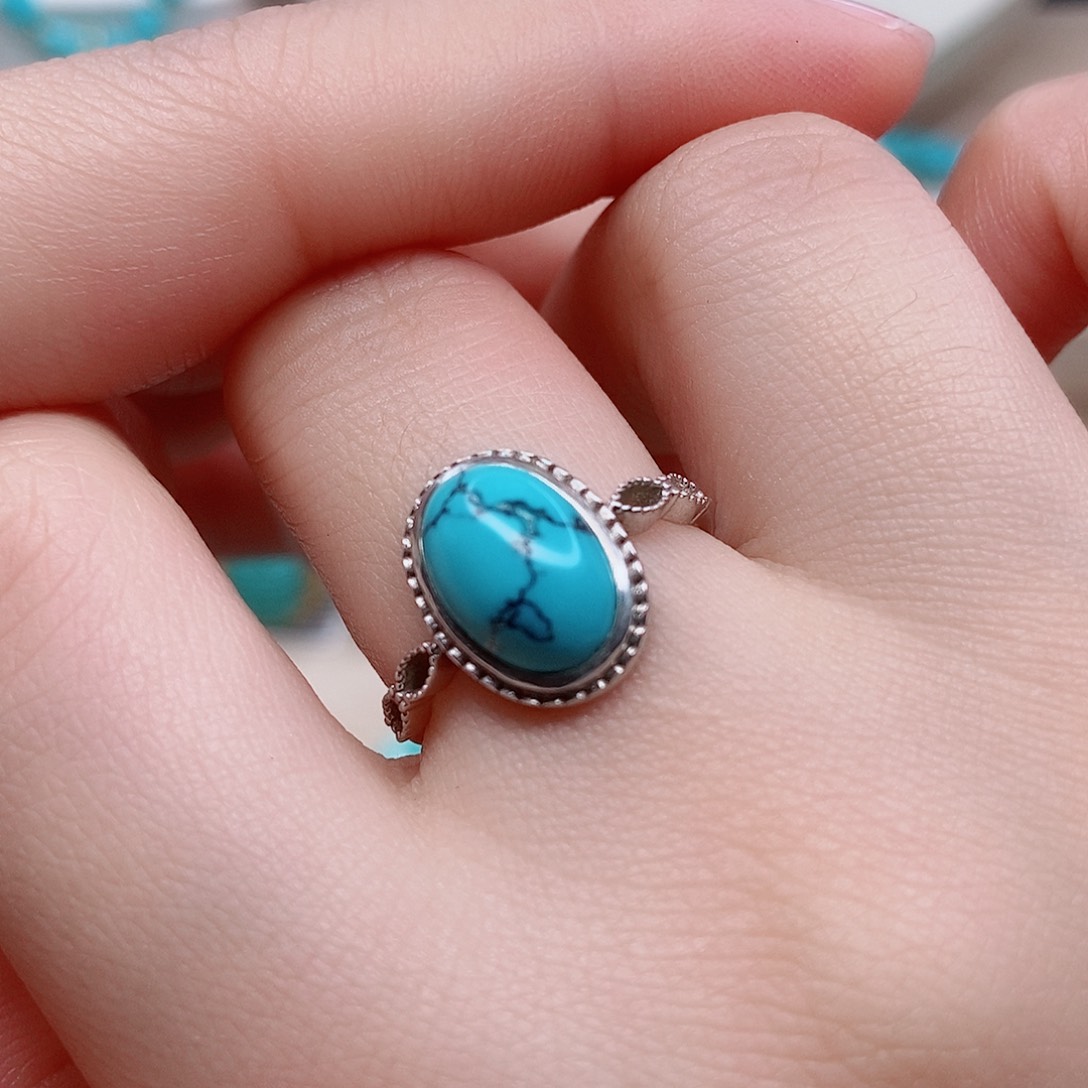 绿松石戒指银S925镶嵌