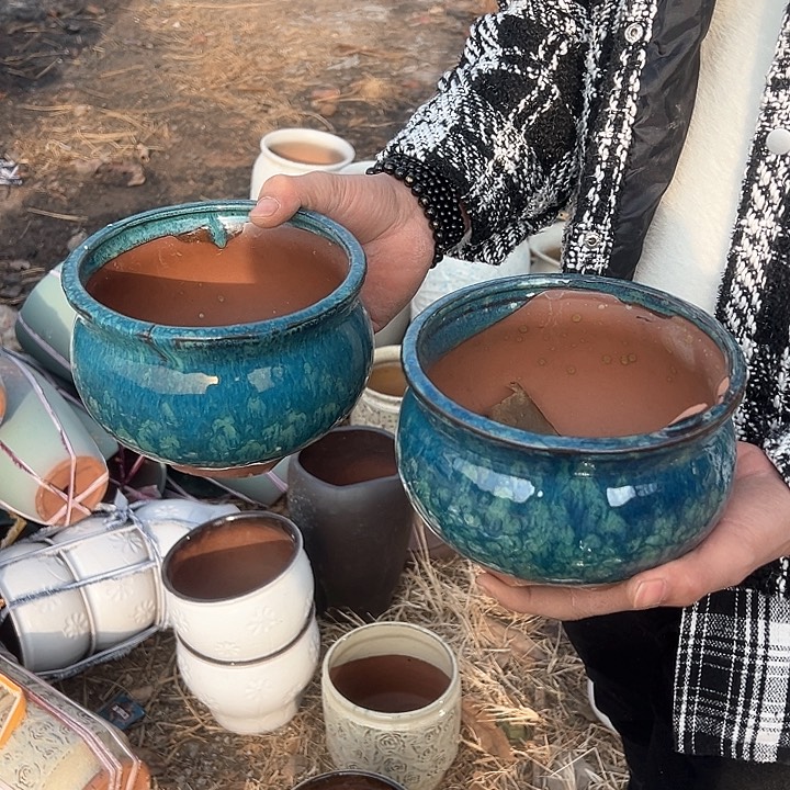 紫砂花盆高13口14       瑕疵