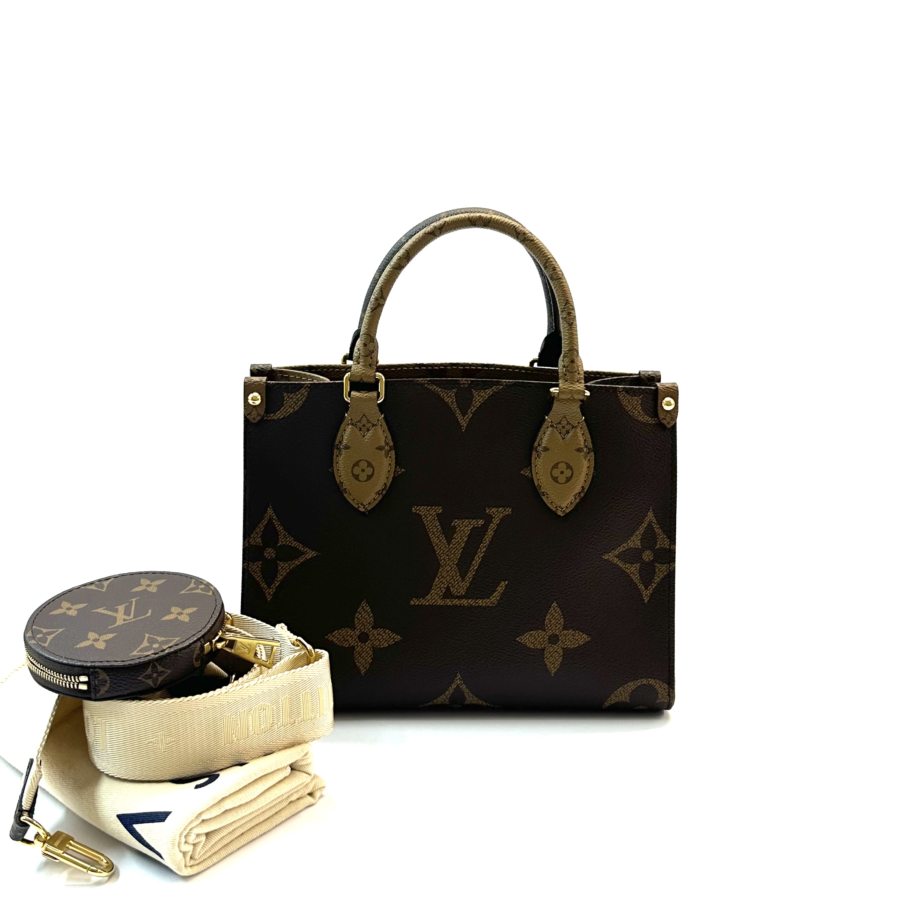 95新 LouisVuitton/路易威登 98新 onthego 老花托特购物袋 小号