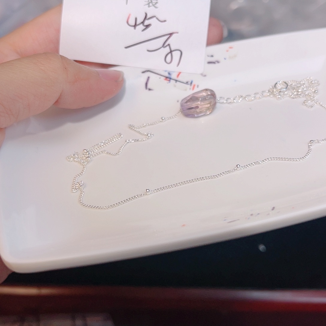 紫晶珠宝半成品银S925镀金镶嵌164