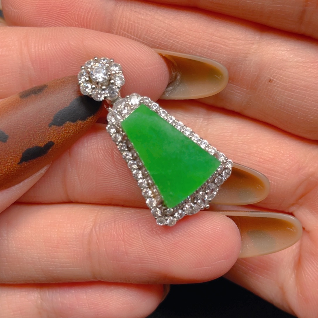 翡翠银S925镶嵌摆件