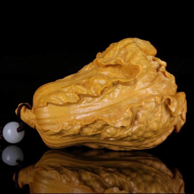 崖柏木雕刻白菜百财聚来手把件招财纳福挂件手把玩文玩工艺品
