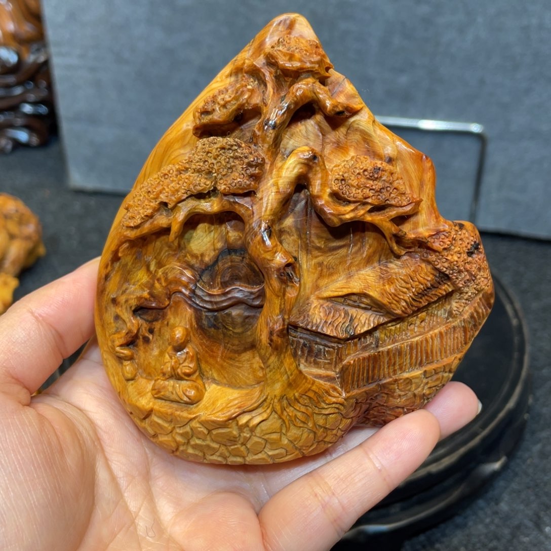 山***客柏木（崖柏）太行精品陈化虎皮留疤意境山水摆件