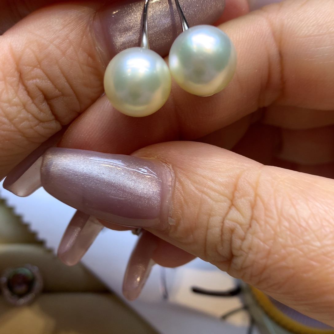 银S925镶嵌耳饰海水珍珠