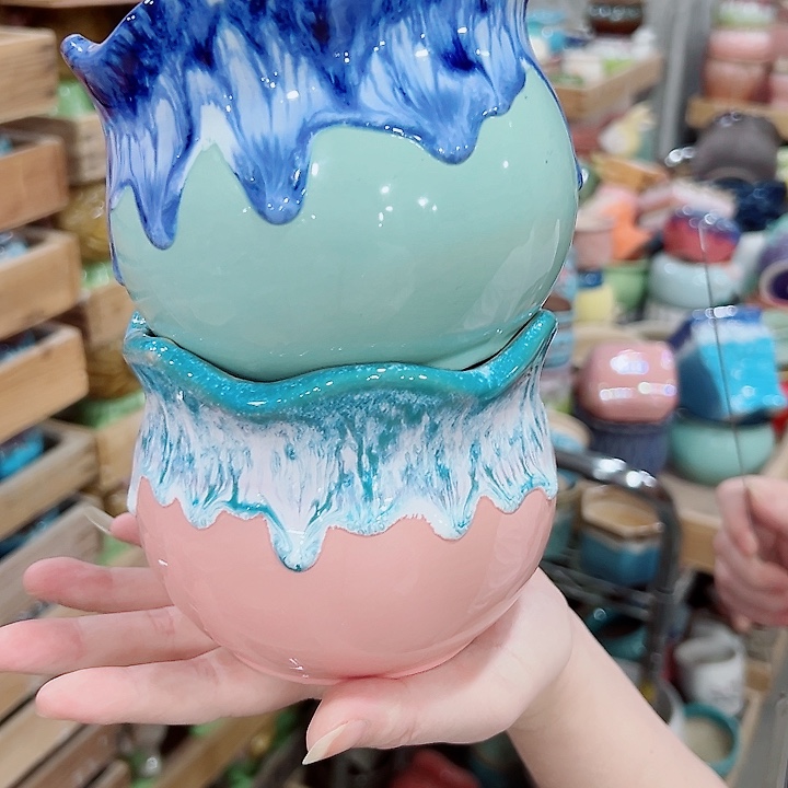 有孔.凑满10元发货多肉陶瓷花盆！