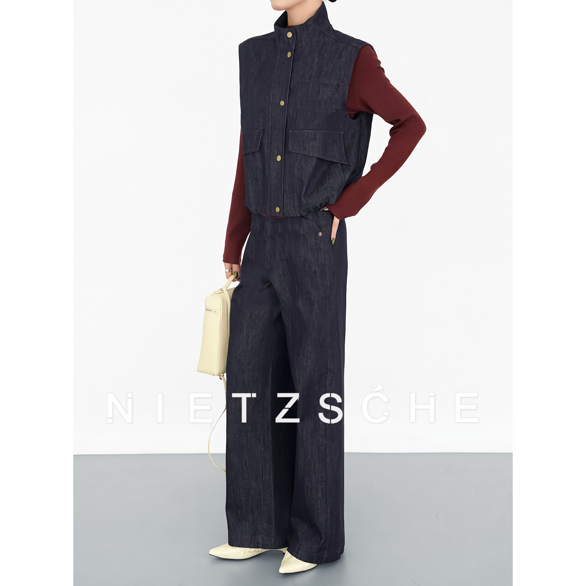 尼采 官方直营｜原牛-直筒裤｜莱赛尔x棉 老钱感直筒牛仔裤71157-1