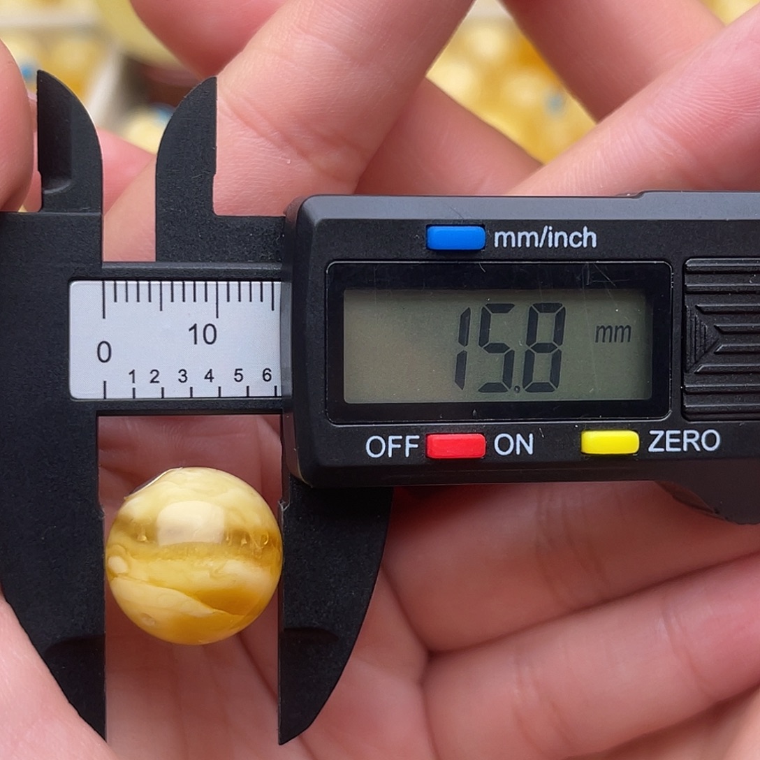 蜜蜡未镶嵌裸石蜜蜡圆珠梦微瑕