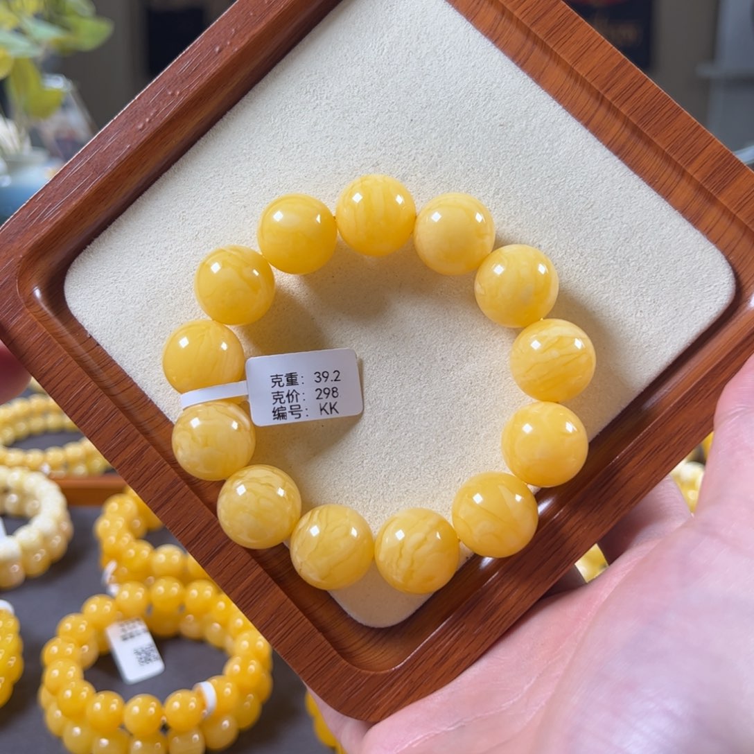 裸石琥珀未镶嵌17.4mm焦皮奶橘满蜡虎皮纹圆珠kk