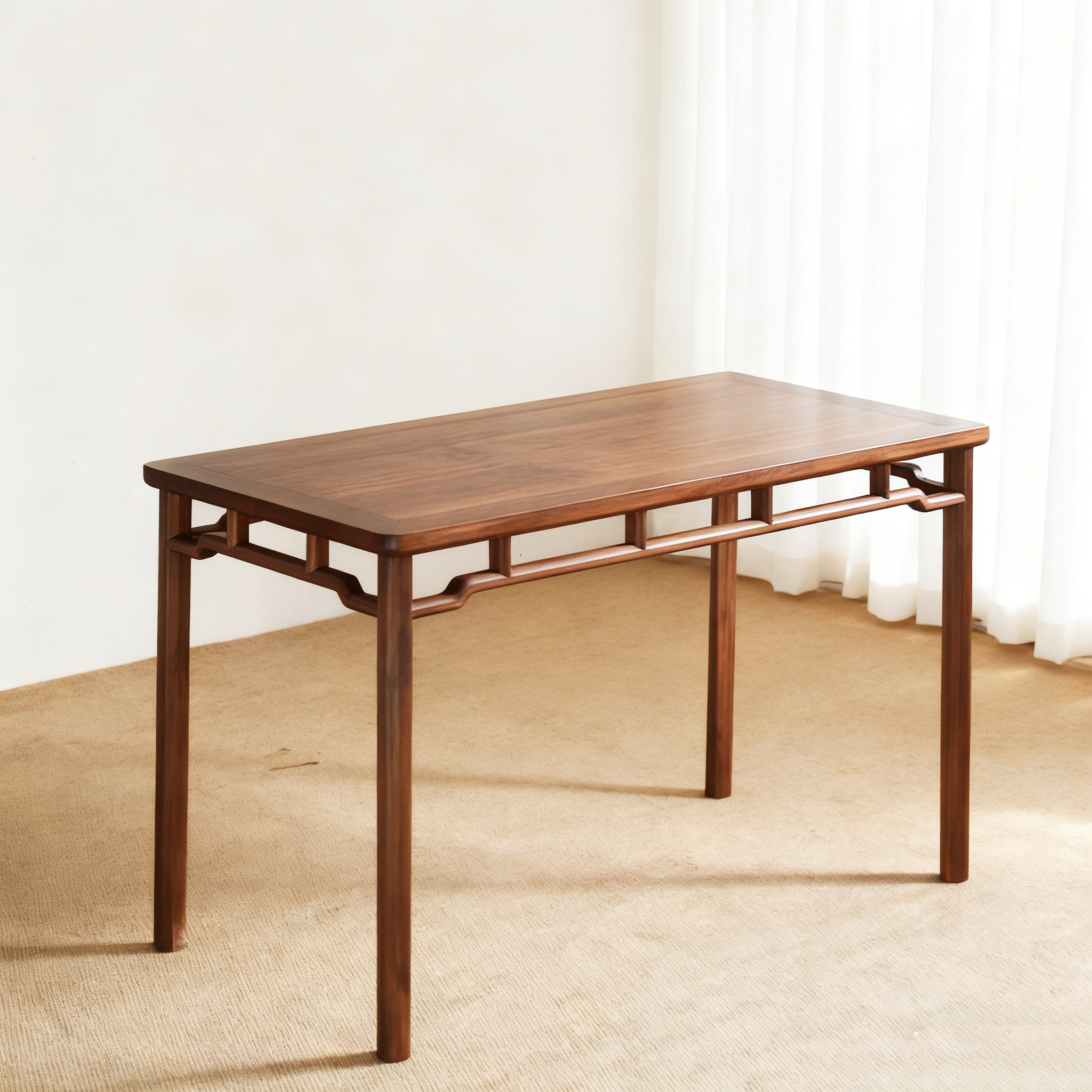 （专利品宣）穿抬井北美黑胡桃木八棱阳台桌小空间小茶桌台实木家具