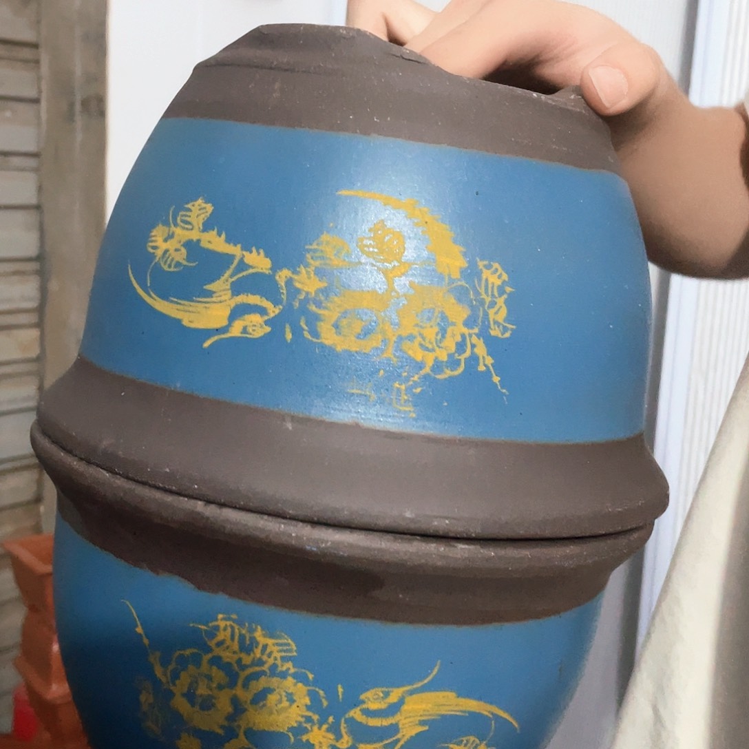 无花朵宜兴紫砂紫砂花盆25+25蓝色