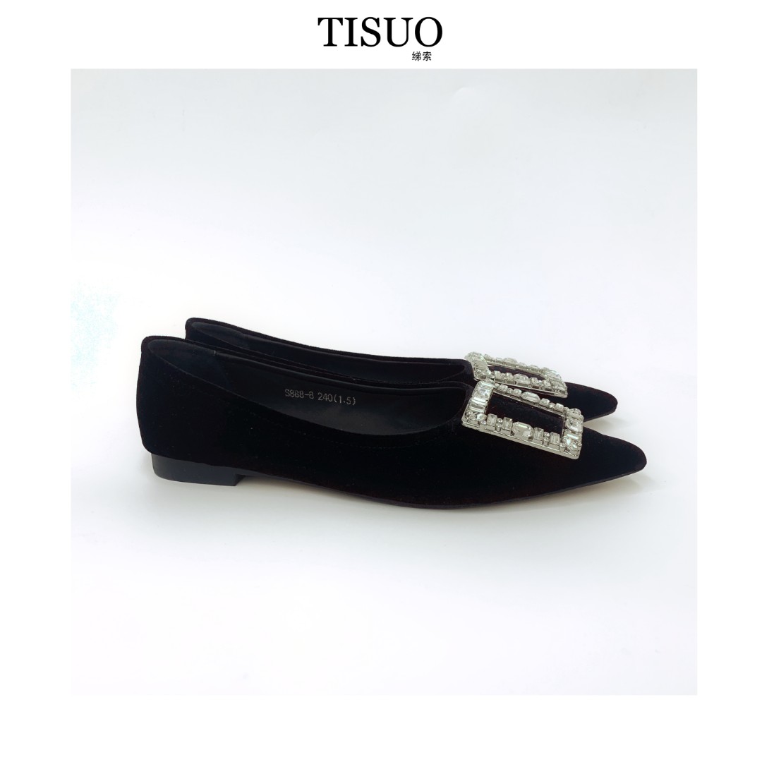 TISUO/绨索黑天鹅百搭小跟鞋TS538888