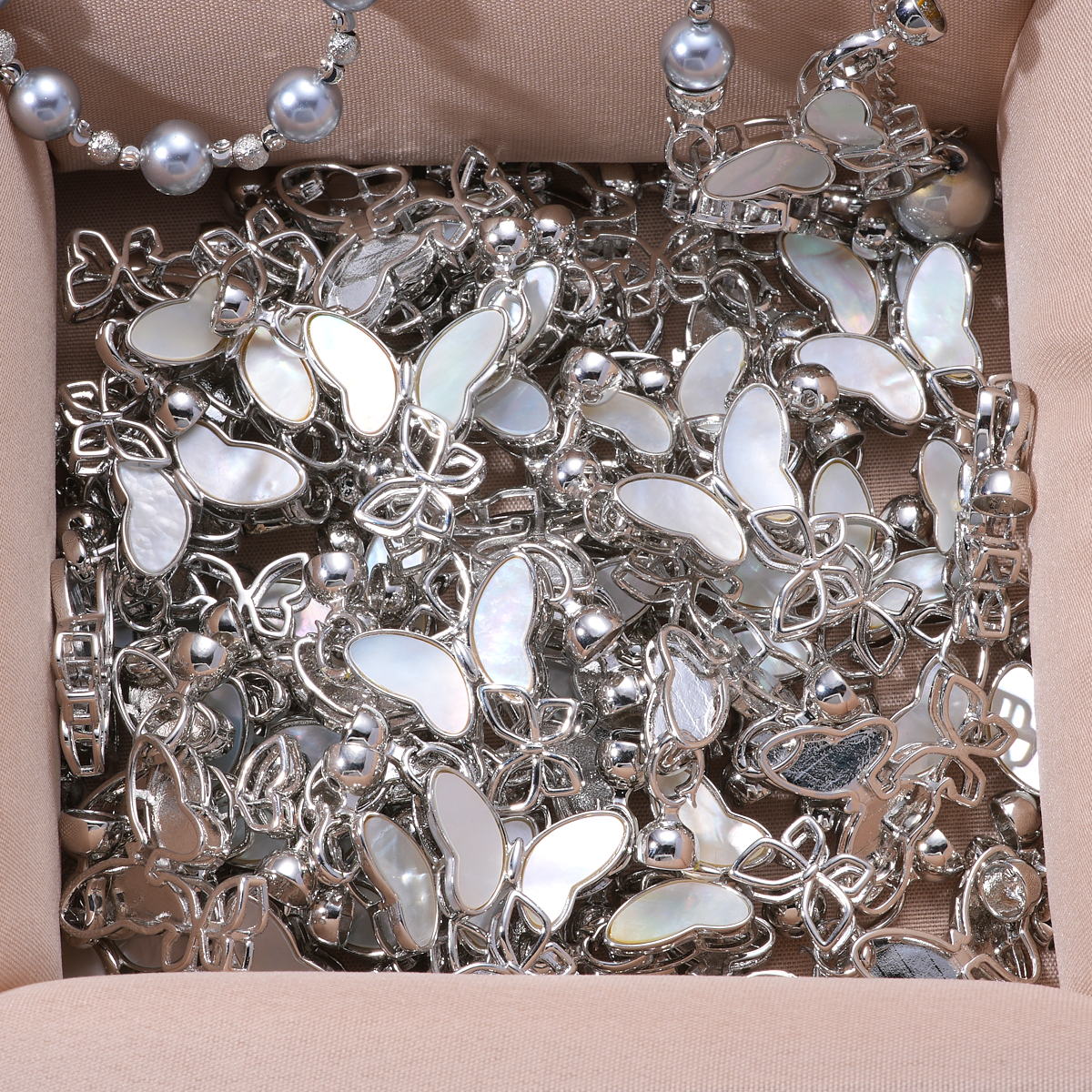 130白贝蝴蝶子母扣项链手链万能扣饰品配件