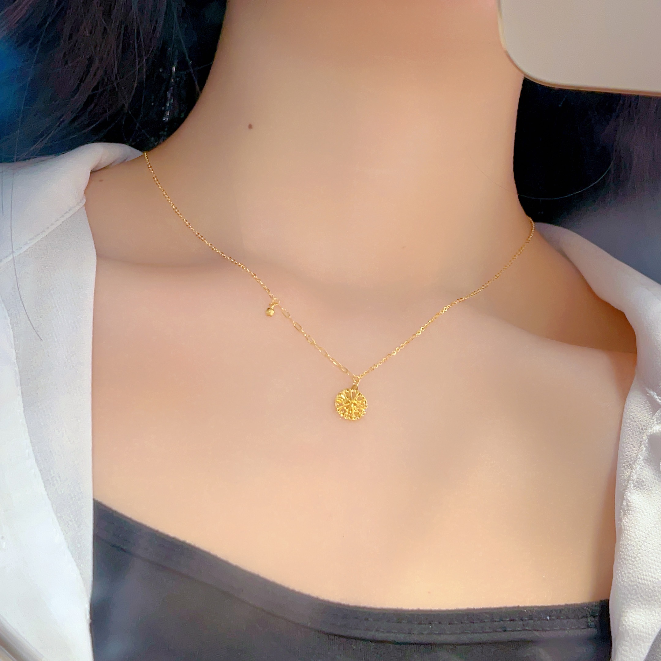 宝裕华黄金足金999 5G精工拉丝车轮项链