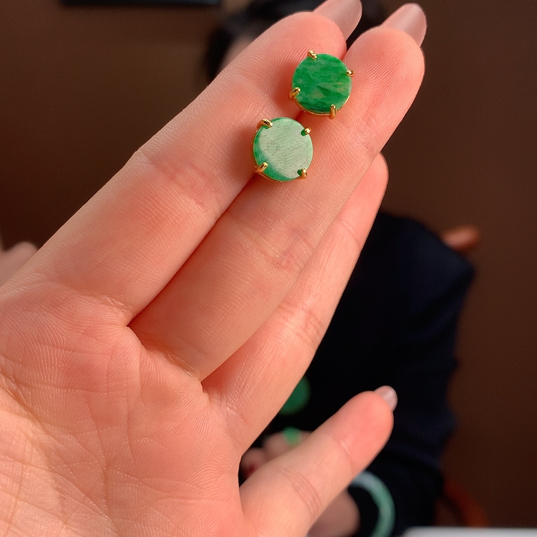 银S925镶嵌翡翠耳饰