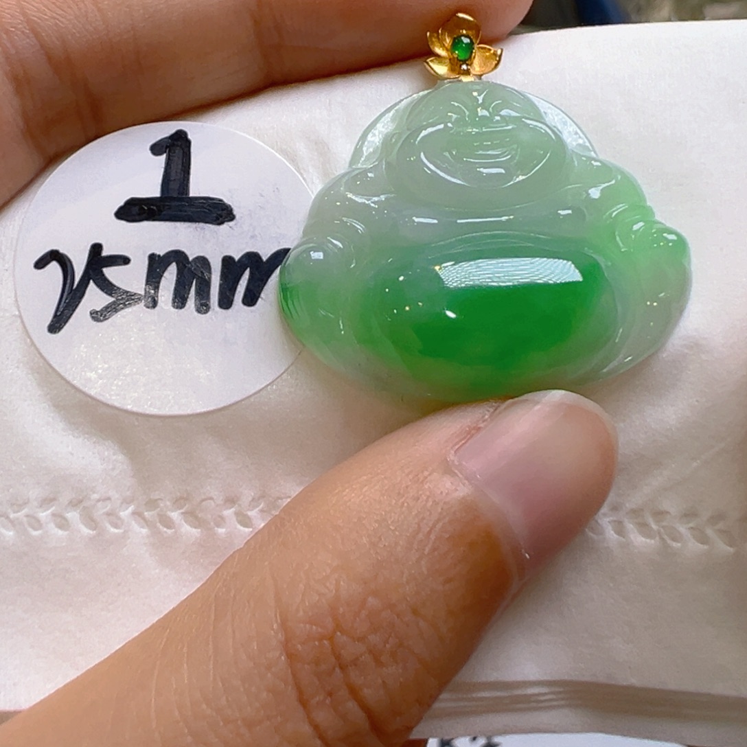 吊坠(不含链)18K金镶嵌翡翠