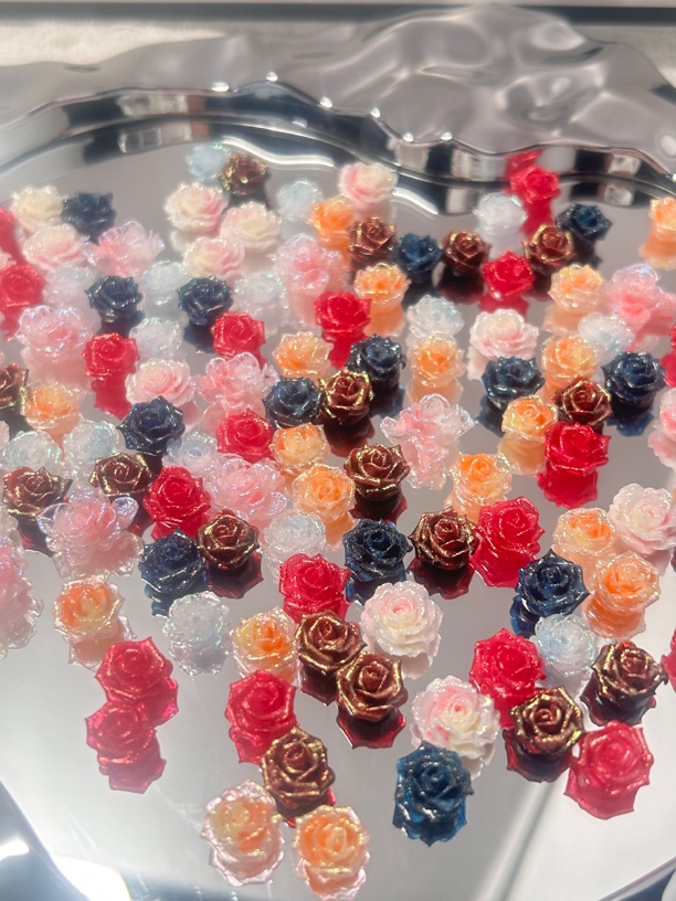 【专拍】软胶花 手搓玫瑰DIY立体配件美甲装饰 琉璃蝴蝶