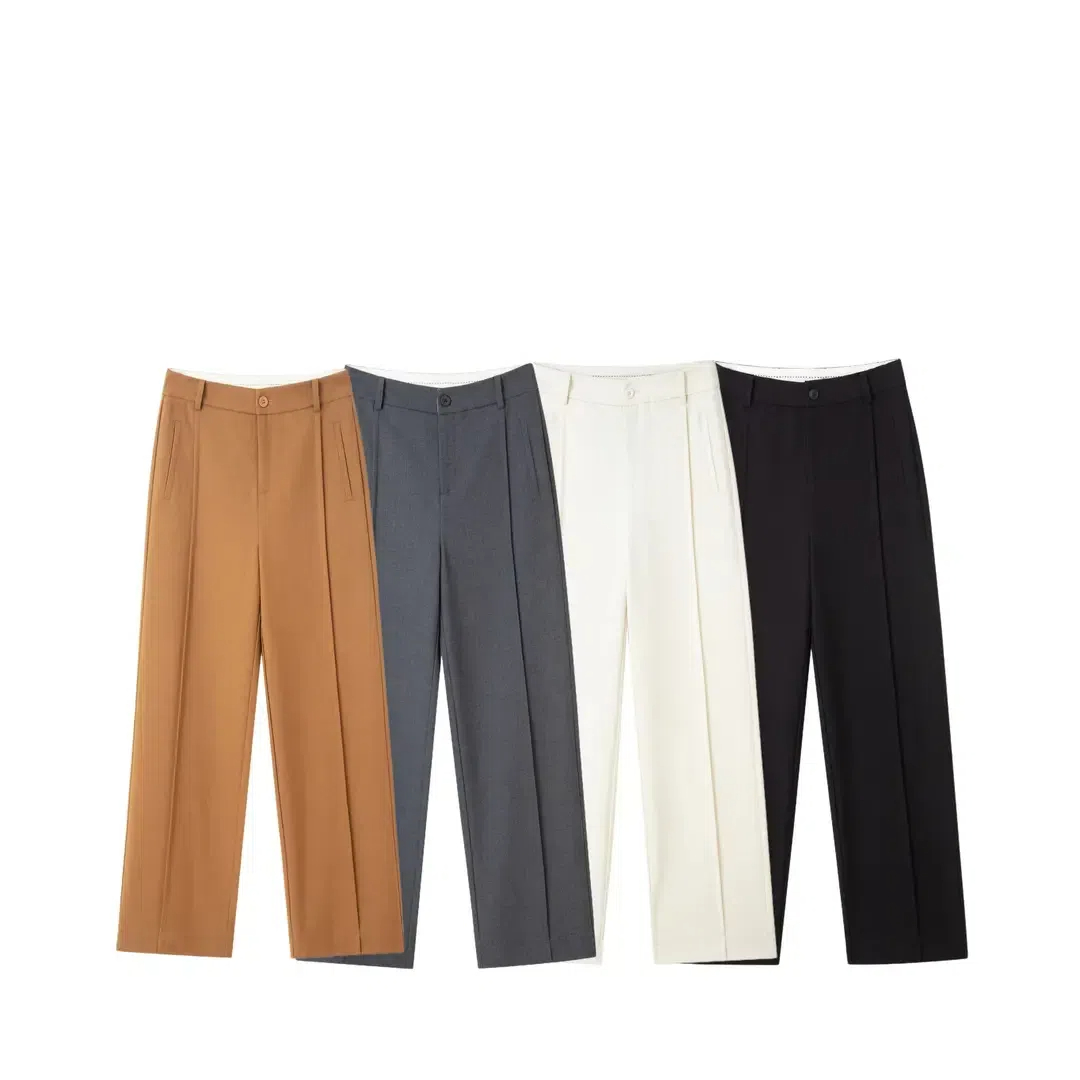 2025早春新款窄版阔腿裤抗皱高腰显瘦直筒裤直筒宽松时尚休闲3