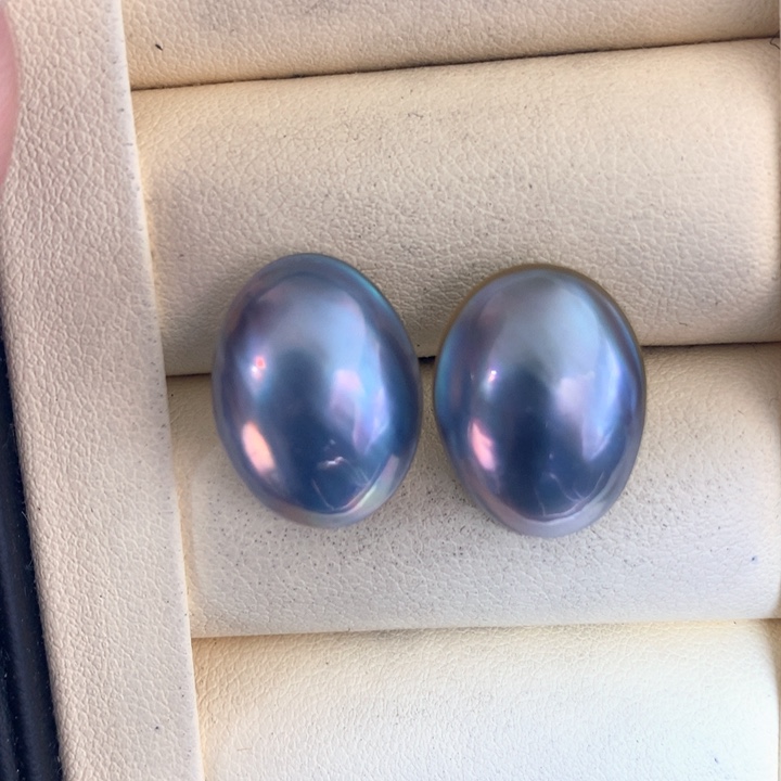 耳饰拼合珍珠（马贝珠）银S925镶嵌