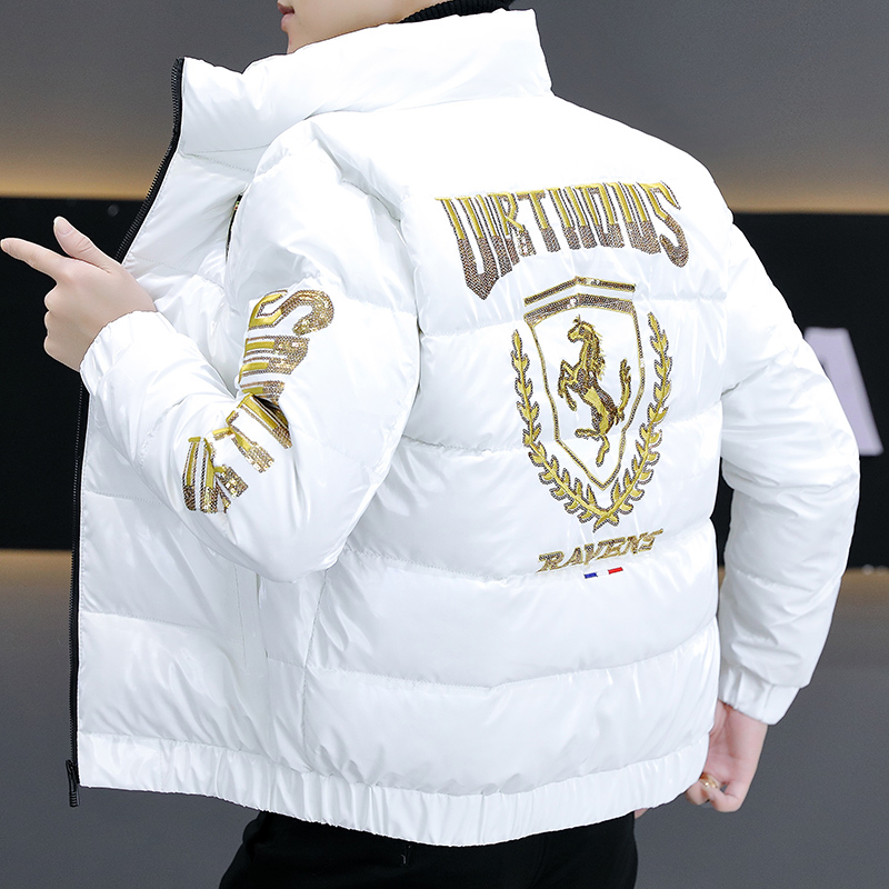 男士棉服修身休闲棉袄亮面立领男士精神小伙棉服男保暖棉衣潮流