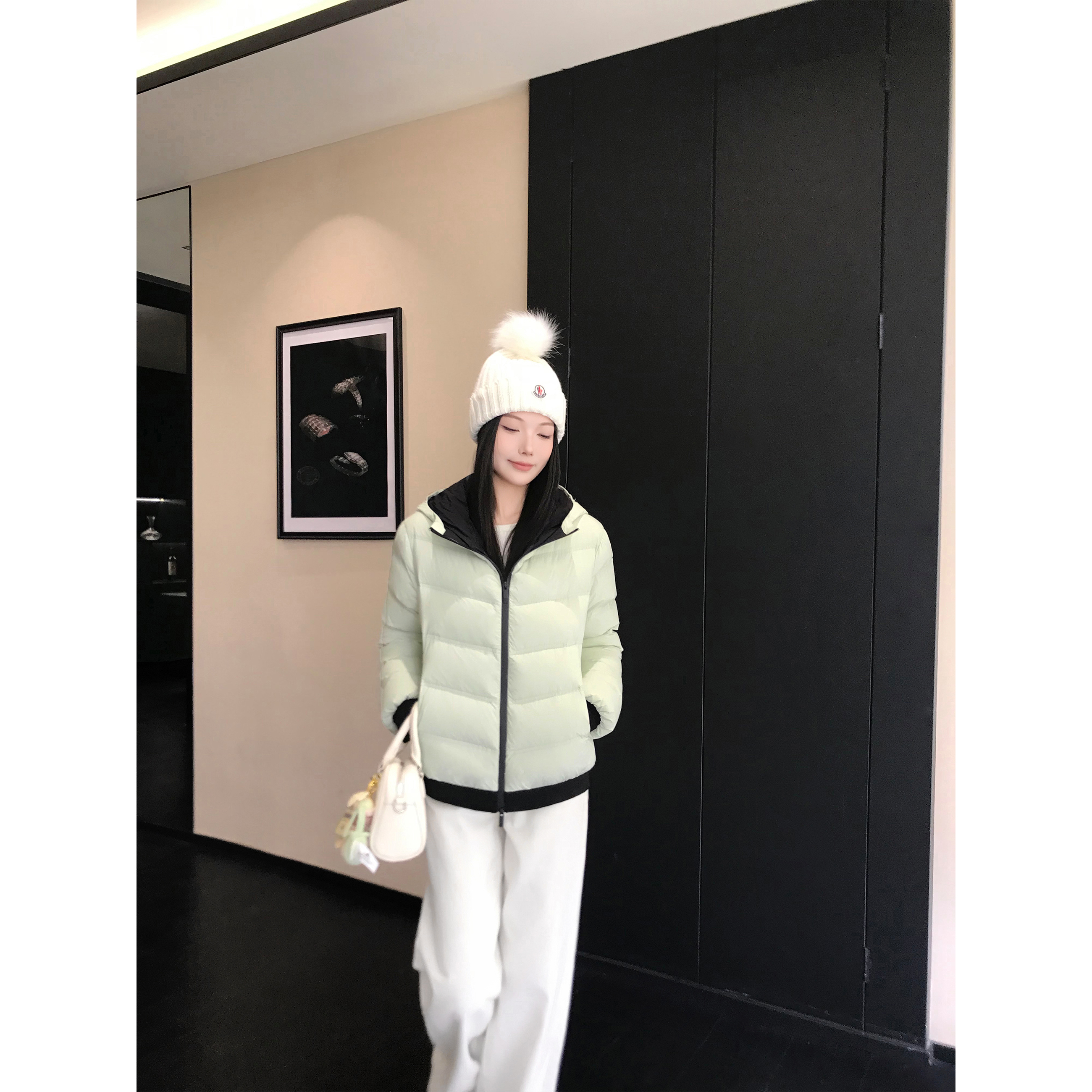 5werkwen Moncl*r排骨羽绒新薄荷绿 三星90白鸭绒羽绒服42-107