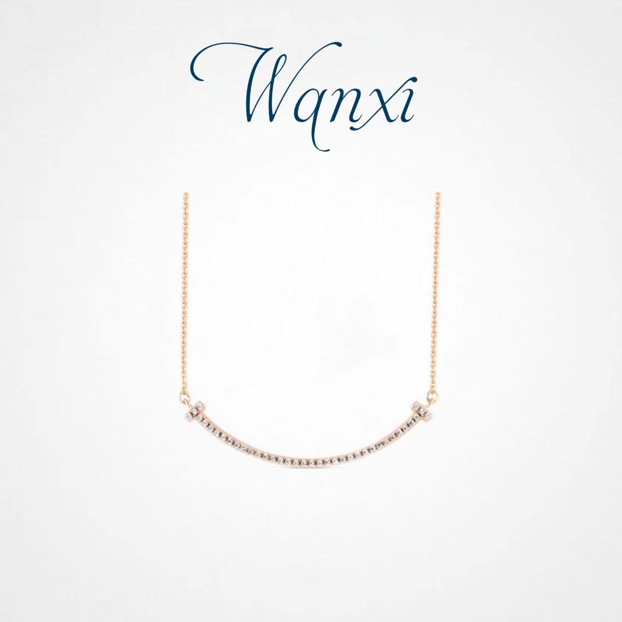 WANXI 镀K金 微笑中号项链经典高级感满钻轻奢