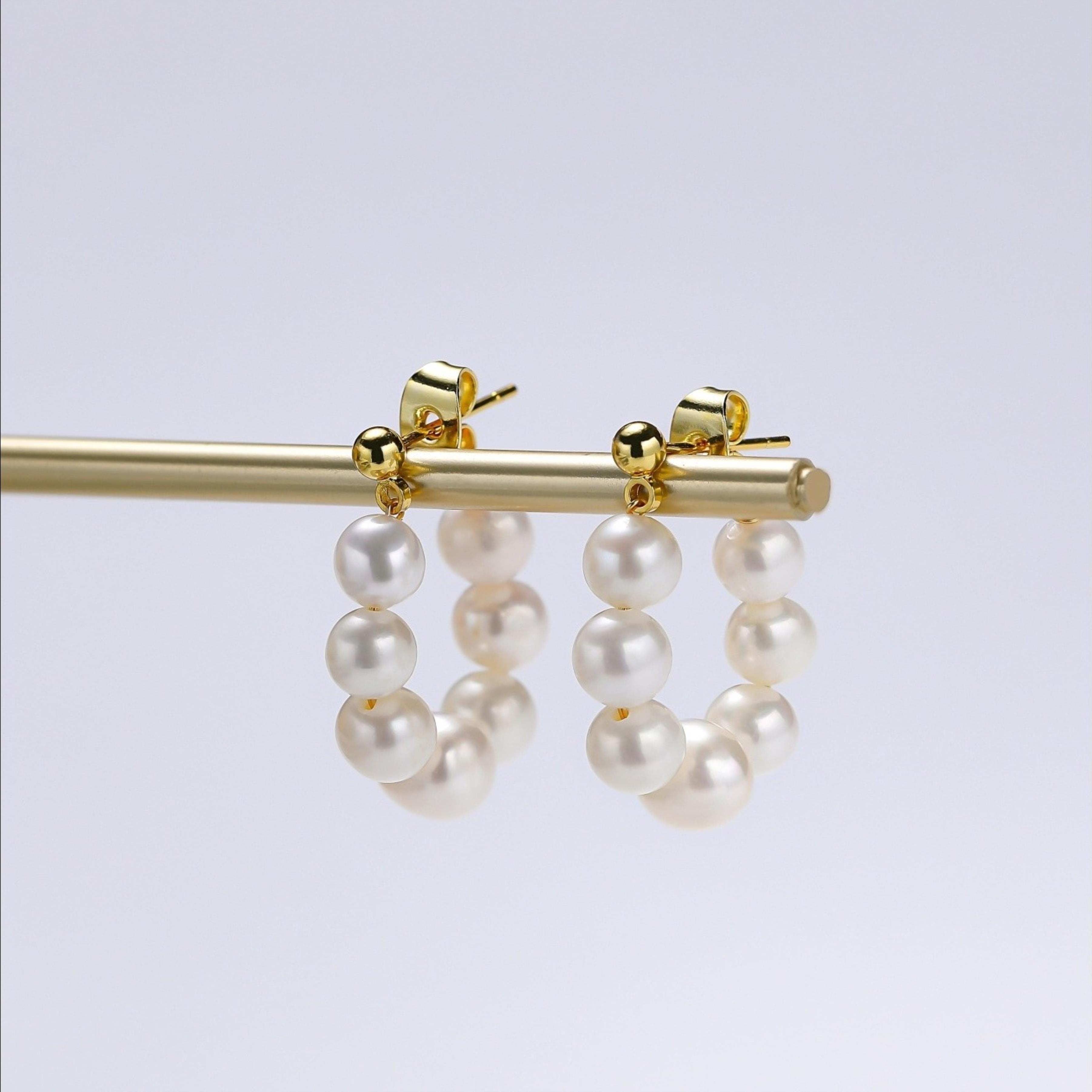 AIKJIANG/爱匠【新粉必入】淡水珍珠七公主耳饰4-5mm 时尚 百搭气质