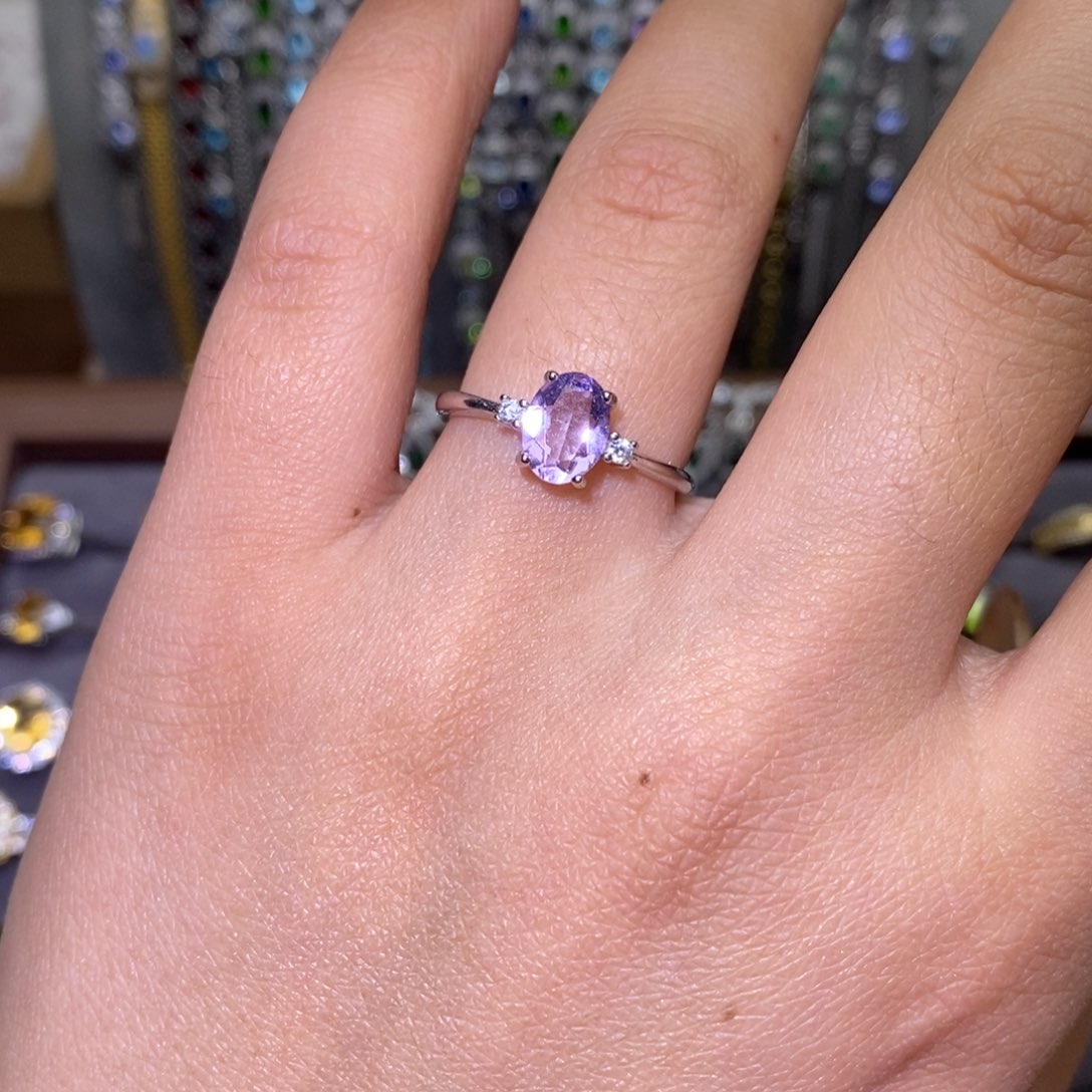 紫晶戒指银S925镶嵌333333